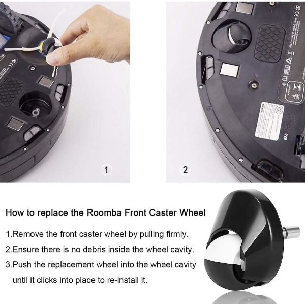 2 stk. udskiftningshjul til Irobot Roomba 500 600 700 800 900 serie 560 620 650 770 780 880 980 960 støvsuger (hy)