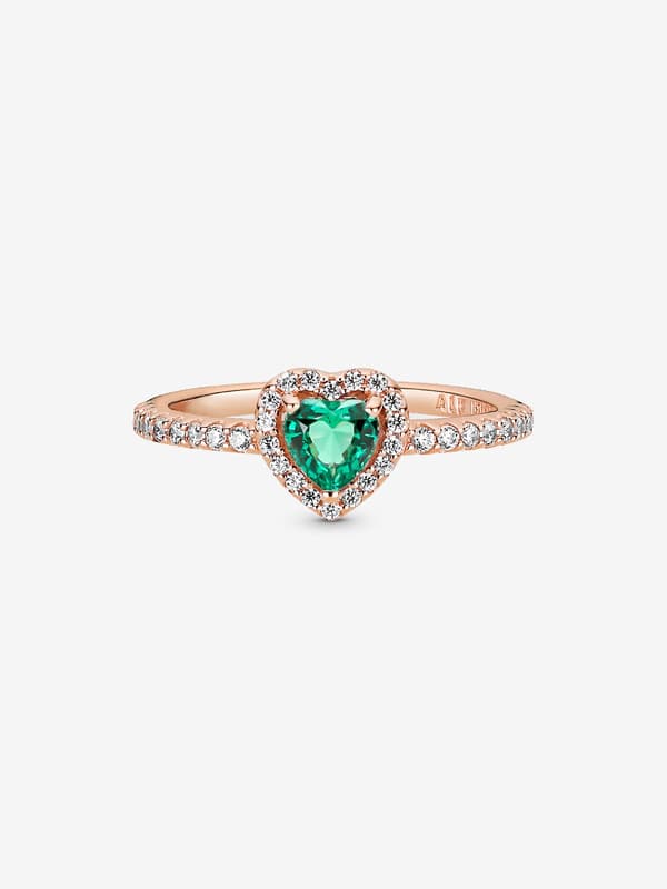 Pandora - Sparkling Elevated Heart Ring - 14k rosegullbelegg Circumference: 56mm