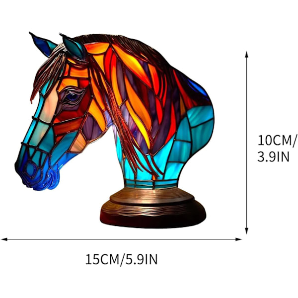 Lasimaalattu eläinten muotoinen pöytävalaisin, boheemi hartsieläinlamppu makuuhuoneen olohuoneen kodin toimiston sisustukseen lahja (hevonen)