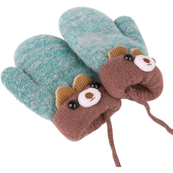 Toddler Magic Stretch Mittens Tjocka Plyschfodrade, Vinter Baby Boys Girls Stickade Vantar Varma Fluffiga Hel Fingerhandskar Kallt Väder Skidhandskar
