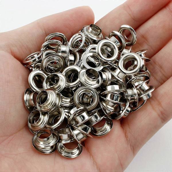 100 st 6 mm öljetter, kraftiga metallöljetter i aluminium för smycken
