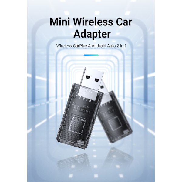 2 I 1 Trådløs CarPlay Android Auto Adapter, Kablet til trådløs carplay bilnavigationsforbindelsesboks Ottomotion Mini（Android auto）