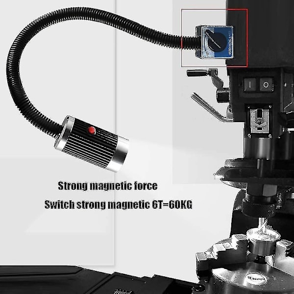 Justerbar LED-arbejdslampe i aluminiumlegering med magnetfod, LED-maskinarbejdslampe 360 roterbar med afbryder, til CNC-værktøjsmaskine, 9w 220v - - - -