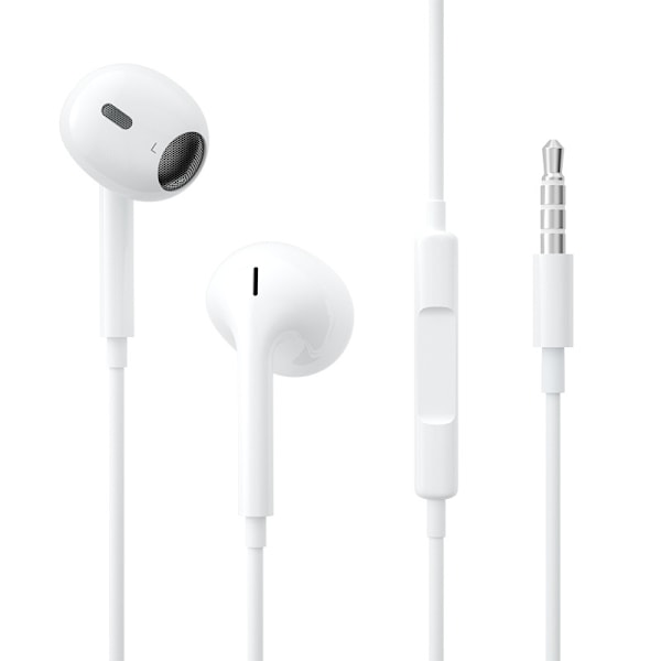 Høy kvalitet kablede øretelefoner, egnet for iPhone 4 generasjon støyreduksjonsøreplugger, hvit, 3,5 mm rund hull