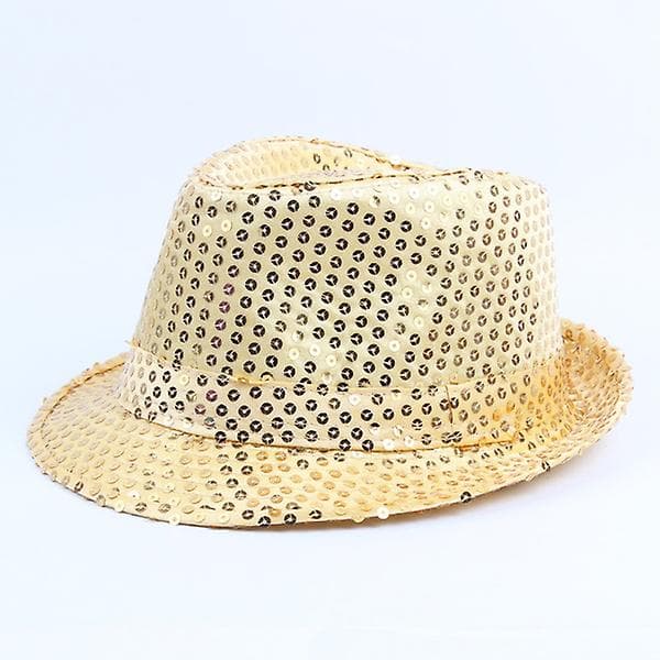 Sequin Jazz Hat Caps Unisex Bowler Magiske Hatte Blinkende Lys Gul