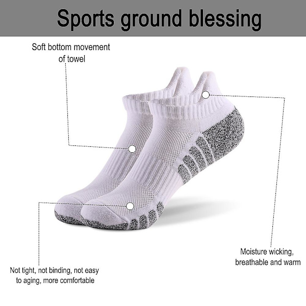 6 Anti-slip, Svedabsorberende Og Åndbare Sportsstrømper, Dobbelt Fortykkede Håndklædesål Løbestrømper, Bomuldsbådstrømper l
