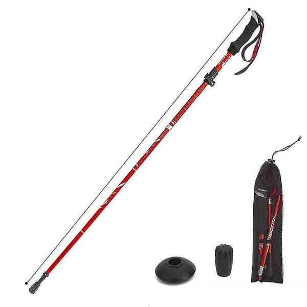 5-delt sammenleggbar turstav vandrestav Naturehike Antishock rød 95-110cm red 95-110cm