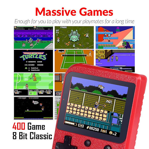 8-bitars retro videospelskonsol med 400 inbyggda klassiska spel 3,0 tum Dual Player Mini Handheld Videospelskonsol Av Out China yellow
