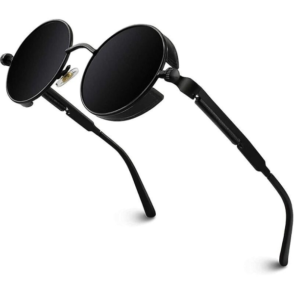 Polarisoidut pyöreät retro metallirunkoiset steampunk-aurinkolasit miehille ja naisille, unisex, UV400-suojalla, Mts2