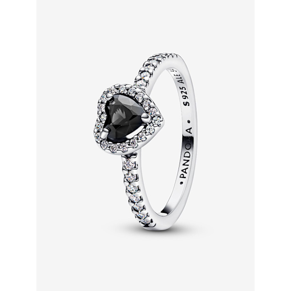 Pandora - Elevated Black Heart Ring - Sterling sølv Circumference: 58mm