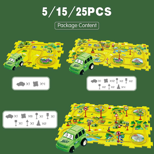 Morsom elektrisk puslespillskinnebil leke Batteridrevet lekekjøretøy og puslespillbrett Barnedagsgave 15PCs Space Roaming