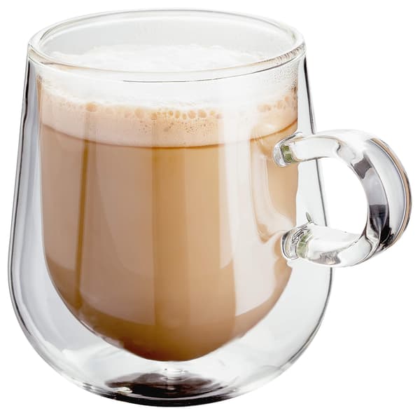 Dubbelväggiga glaskaffekoppar med handtag, set om 2, ihålig vakuumförseglad 200 ml kopp 200ml
