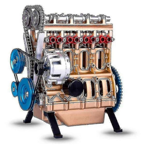 Sett sammen en hel-metallbil Mini montering Inline fire-sylindret motormodellsett Voksenleke Beste gave