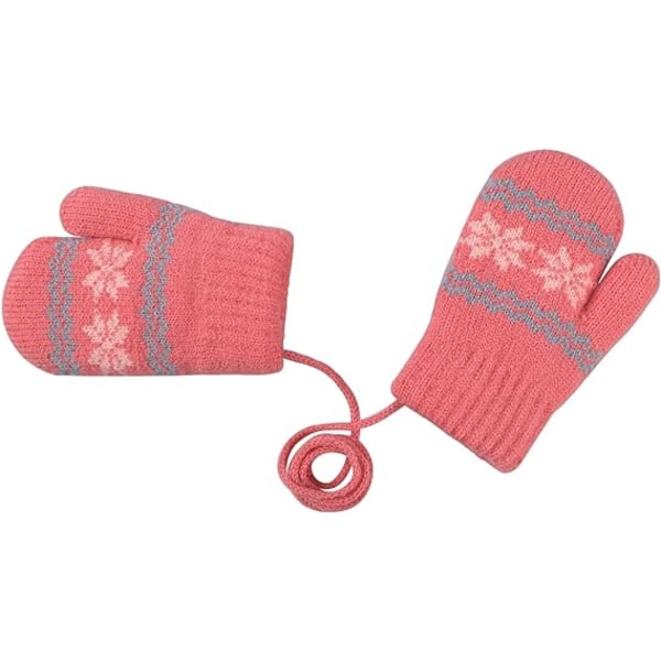 Baby Toddlers Varm Vantar Magic Stretch Vantar Handskar på Snöre Pojkar Flickor Stickade Vantar Tjockna Fleece Foder Nyfödda Vantar Hel Finger Vantar