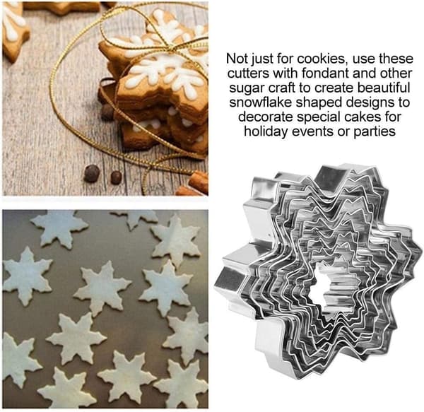 Snöflingeformad stans i rostfritt stål, perfekt för jul och vinterhelger, multipack