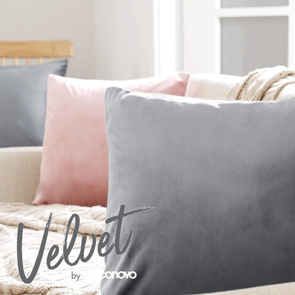 Crushed Velvet Putetrekk 45 x 45 cm 18x18 tommer Putetrekk Vanlige putebeskyttere for sofaer med usynlig glidelås Grå sett med 2