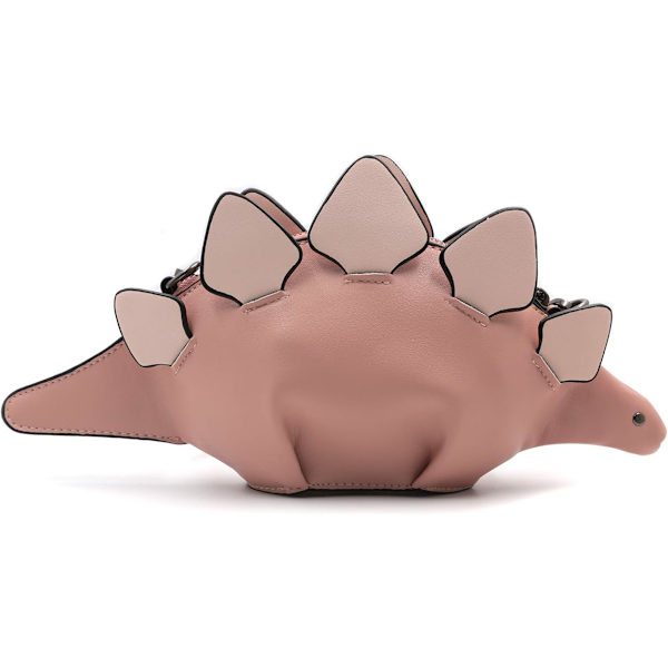 Dinosaurie axelväska, PU Stegosaurus CrossBody väska för flickor kvinnor A-pink