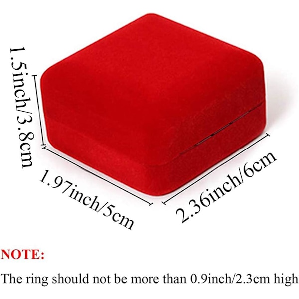 Sammetsringask med LED-ljus smyckeskrin presentask för förslag, förlovning, bröllop Red