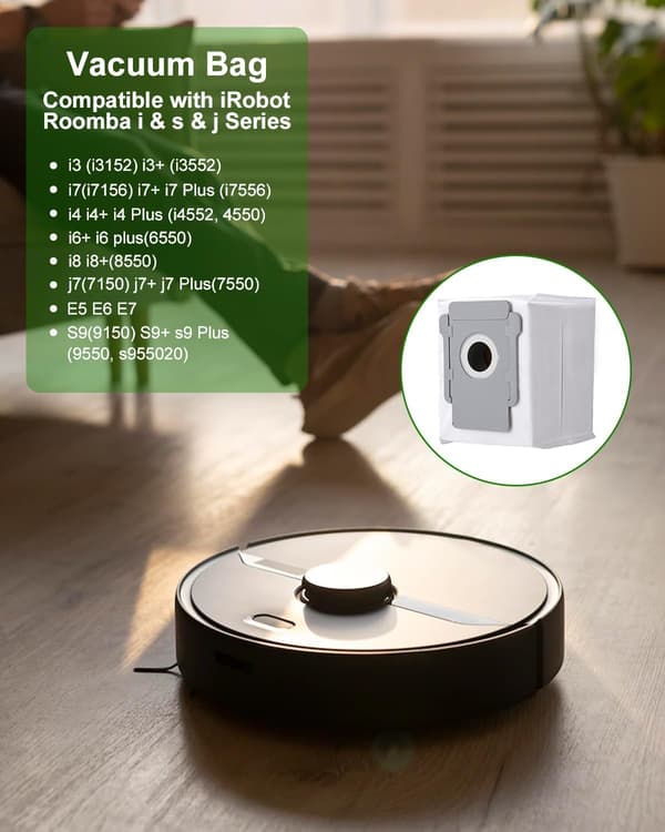 För SOBEAU 10 Dammsugarpåsar för iRobot Roomba i7, i7+, i3, i3+, i4, i4+, i6, i6+, j7, j7+, s9, s9+, E5 E6 E7,