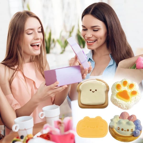 Squishy Stressbold 3-pak, Blød Karamel Ost Klemmelegetøj, Sensorisk Fidget Anti-Stress Legetøj til Afslapning, Børn & Voksne
