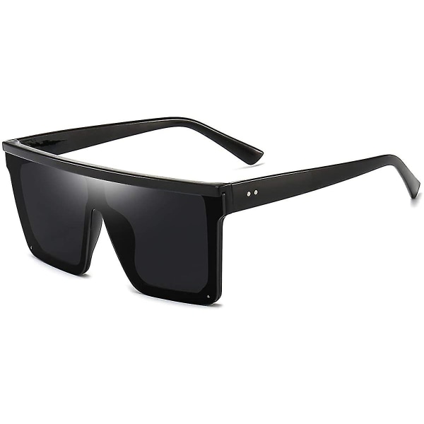 Krpc-square överdimensionerade solglasögon för kvinnor män mode platt topp stor svart ram nyanser