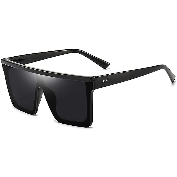 Krpc-square Oversized Solbriller For Kvinner Menn Mote Flat Top Store Svart Ramme Nyanser