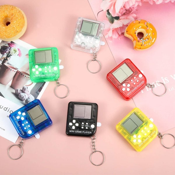 Set med 6 spelkonsolblock nyckelring mini block spel leksak