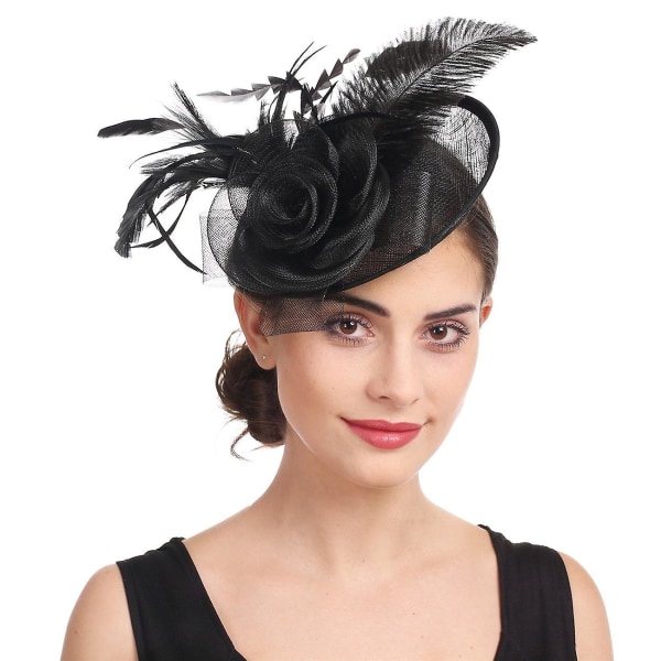 Blomsterfjäderpannband Fascinator Bröllopshuvudbonad Damer Race Royal Ascot Bröllop