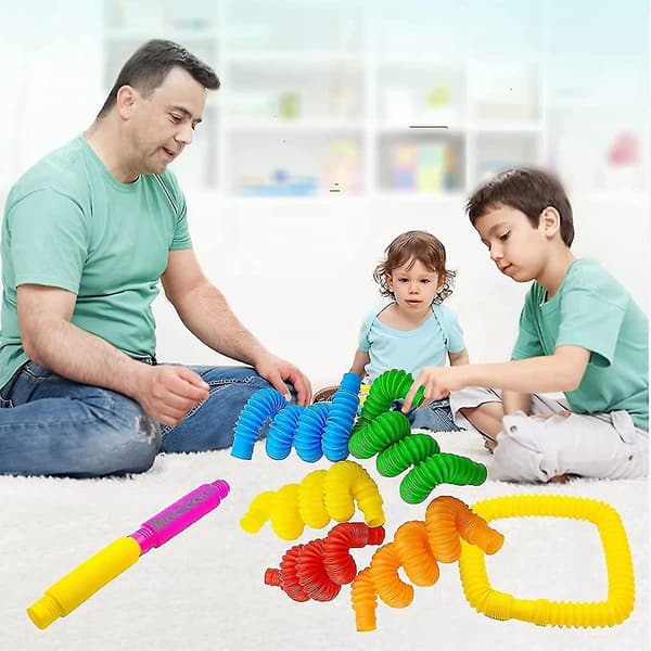 12 st Mini Pop Tubes, Färgglada Rör Sensoriska Leksaker Stretch Pipe Toy Fidget Tube Pull Tubes Roliga Rör För Barn