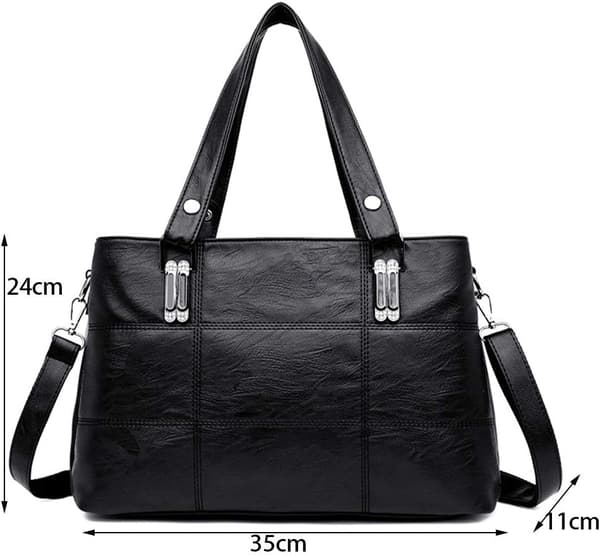 Håndtasker til damer Top Handle Læder Skulder Crossbody Tasker Dame Tote Messenger Designer Punge (Sort)