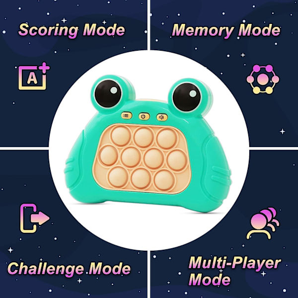 Elektronisk upplyst pop quick push spelkonsol fidget leksaker poppet sensorisk leksak push pop bubbla leksak stressavlastning pusselspel för barn Green