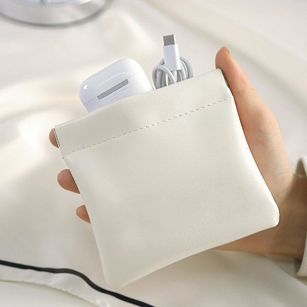 1 stk. Lille Mini Opbevaringspose Multifunktionel Makeup Taske Lille Zero Tegnebog: 11,5 * 12 * 1 cm Milky white