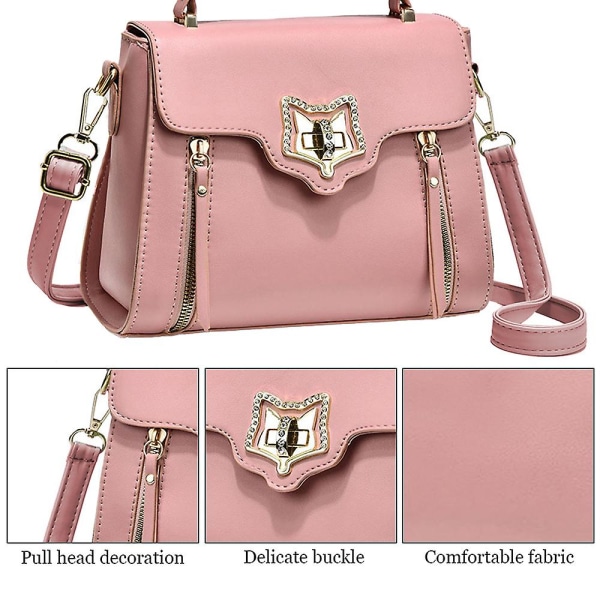 Liten handväska för kvinnor, dammonogram crossbody axelväska handväska Pink