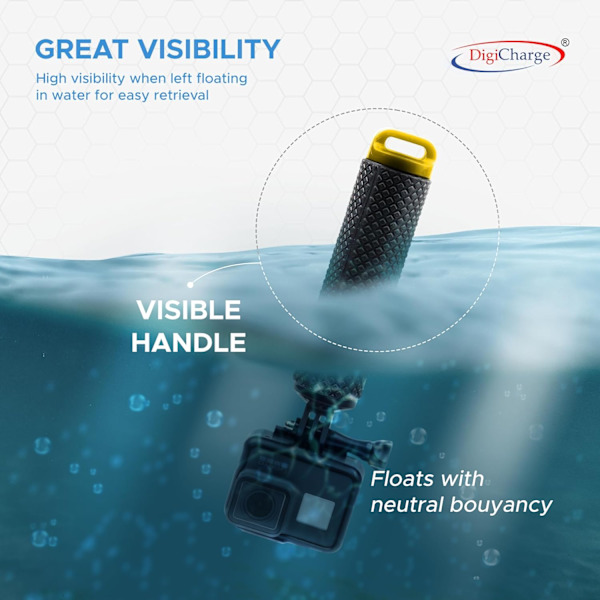 Uiva kädensijan pidike rannehihnalla toimintakameralle GoPro Hero12 Hero11 Hero10/11 Mini 10 Max 9 Akaso Apexcam Float, vedenpitävä sisäinen säilytys Yellow