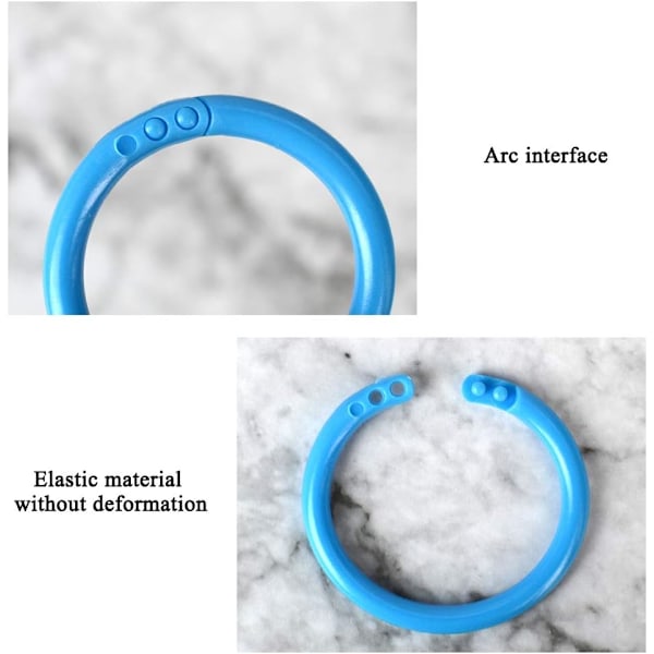 100 kpl muovisia irtorenkaita, monivärisiä vihkon rengaskansioita, DIY-työkaluja avaimenperään, leikekirjaan, kirjaan, tarvikkeisiin ja asiakirjapinoon (28 mm)