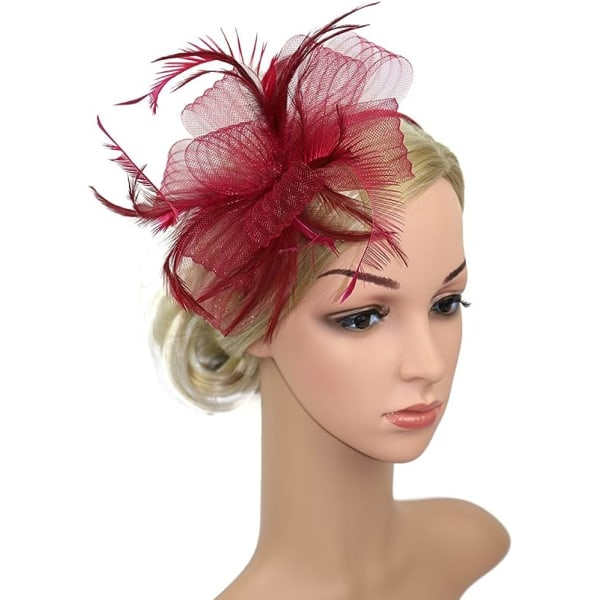 Kvinners Fascinator Hodeplagg Blomst Bryllup Fascinator Hodebånd Fjær Flapper Brud Hodeplagg Hodeplagg Pillbox Hodeplagg Bowler Mini Topp Hodeplagg