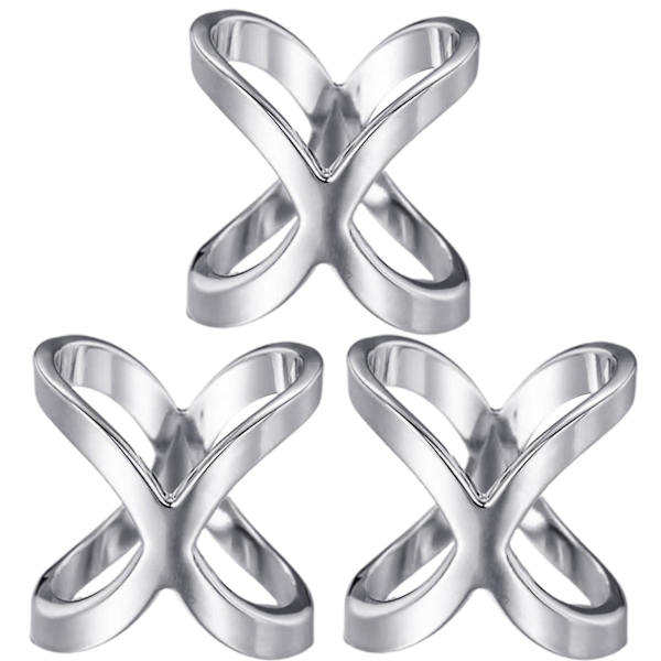 3 st/set Halsduksring Ihålig Kors Elegant Mångsidig X-formad Halsduk Sjal Spänne Hållare För Kvinnor Silver