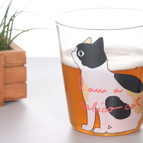 250 ml e Cat Glas Juice Kaffe Kopp Mjölk Te Kaffe Glas Mugg Vit