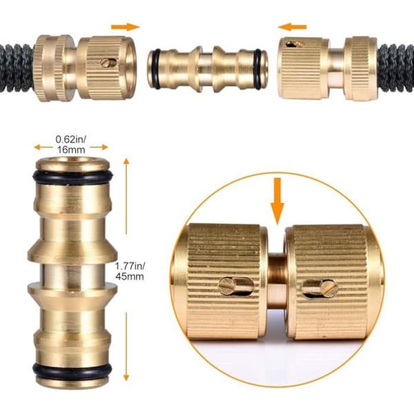 6 stk. hurtigkoblinger i messing til hageslange, hurtigkoblinger til hageslanger, 1/2\" hurtigkobling