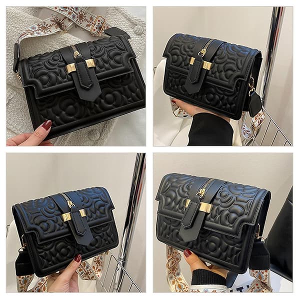 Moderigtige crossbody-tasker til kvinder - Klassiske firkantede klap-håndtasker black
