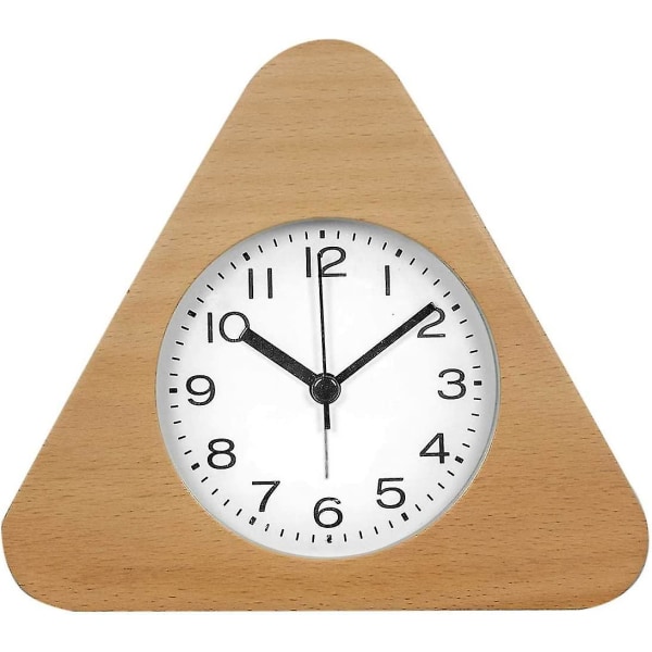 Triangle Wooden Alarm Clock Arabic Numerals No Ticking Silent Backlit Battery Operated (yellow) (hy)