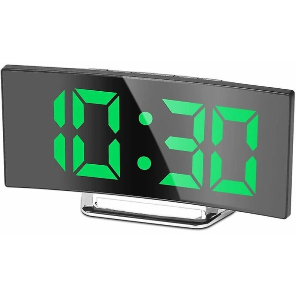 Digital väckarklocka för sovrum, 7 LED-spegeldisplay, temperatur, datum, nattlampa