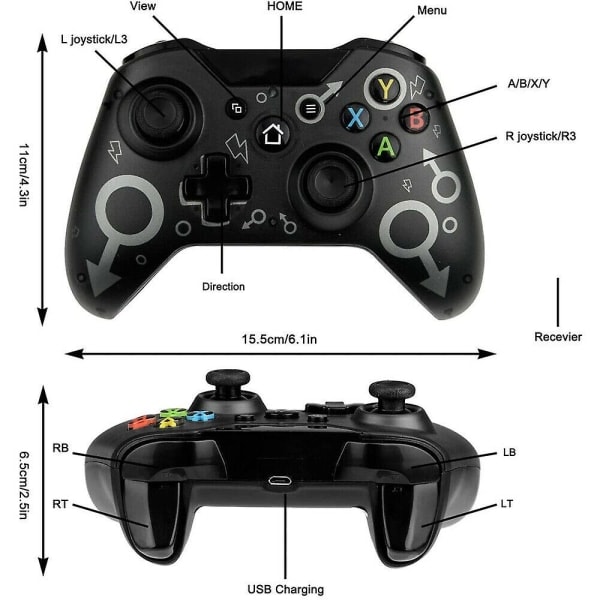 Trådløs controller til Xbox One og Microsoft Windows 10 8 Bluetooth Gamepad til Xbox One/ps3/pc - Lacquer Blue