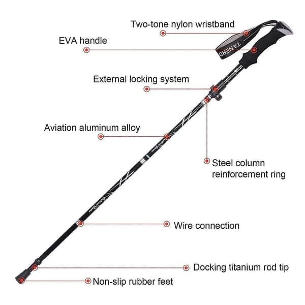 5-delt sammenleggbar turstav vandrestav Naturehike Antishock lyseblå 95-110cm sky blue 95-110cm