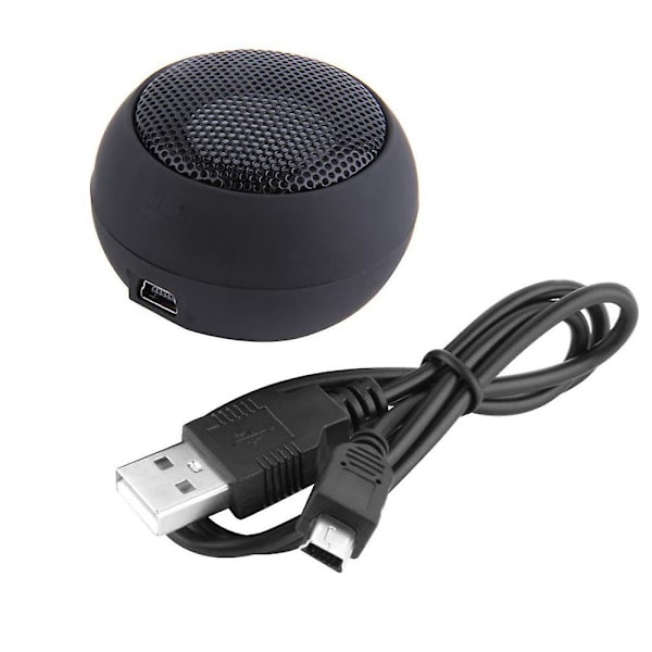 Minihögtalare 3,5 mm högtalare bärbar högtalare subwoofer musikhögtalare för PC-dator bärbar dator notebook med laddningskabel Black