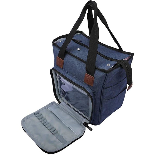 Hækletaske Bærbar strikkepose Opbevaringspose Uldvævning Håndtasker med flere lommer Håndtag Strikkepinde Hækletilbehør