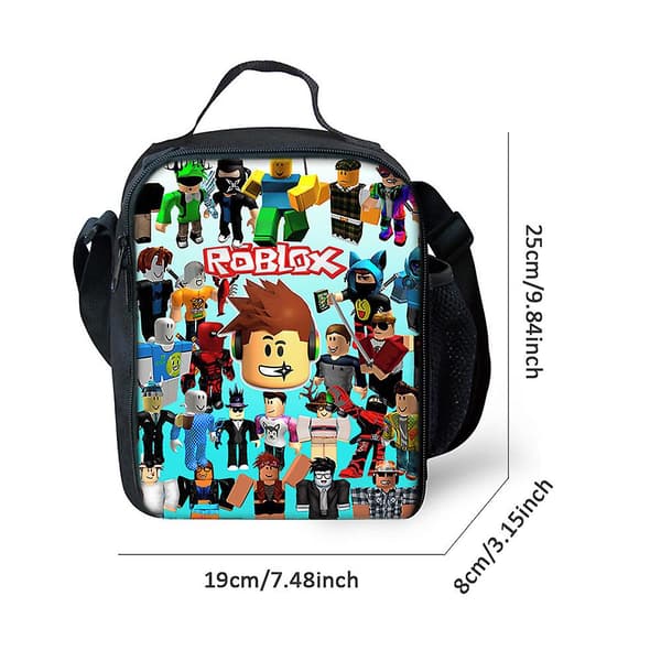 Roblox trykt isolert matpose for barn, isolert skulderveske for skolepiknik for gutter og jenter D