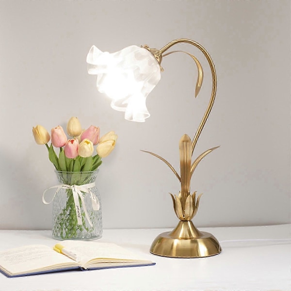 Blomster Bordlampe Læselampe Sengelampe Vintage Blomster Natlampe Sengelampe Dekoration Stue Soveværelse Rum Belysning Bordlampe Hjem Dekoration GD