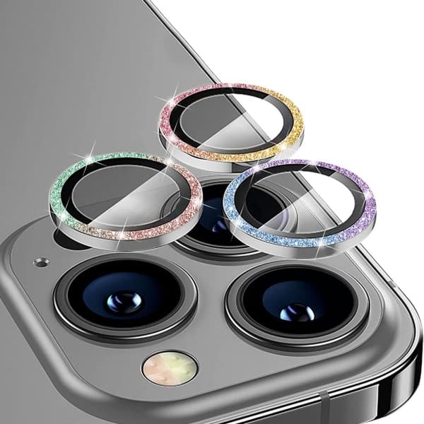 Glitterlinsedeksel til iPhone 15 Pro/15 Pro Max - Flerfarget