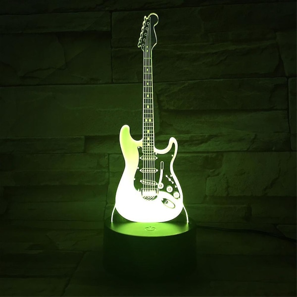 Gitarformet 3D akryl elektrisk LED nattlys 7 farger endring skrivebordslampe